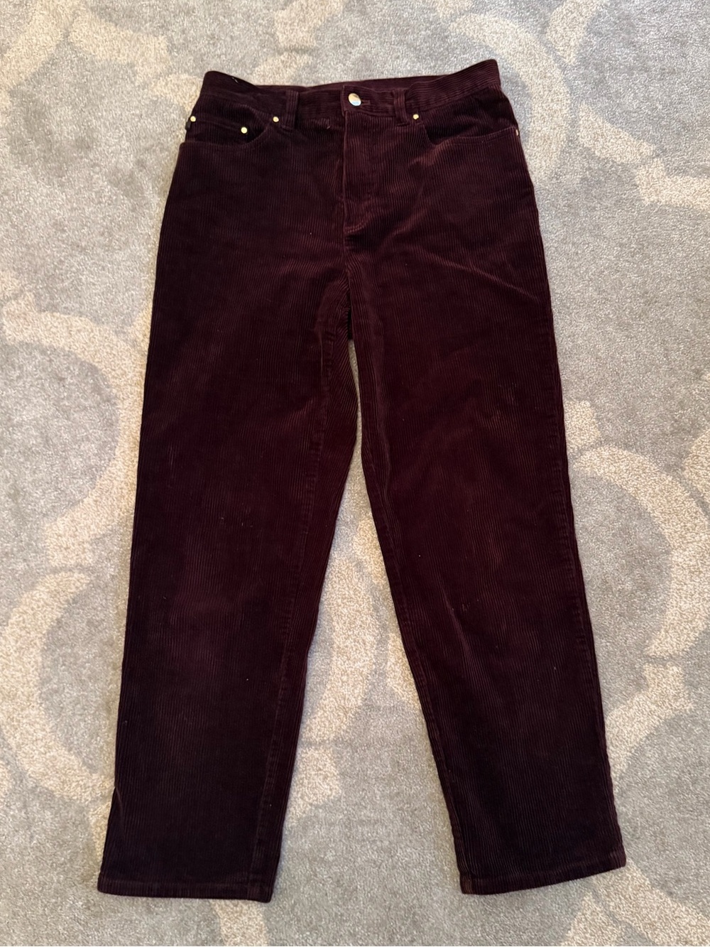 Ralph Lauren Lauren Jeans Co Burgundy Corduroy Straight Leg Pants 10P Petite